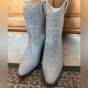 White Rhinestone Women's Boots